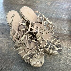 Nine West Tan and Brown Snakeskin Sandals